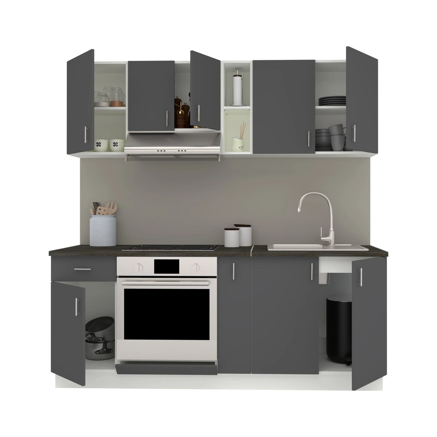 Set Bucatarie haaus Karo V11, Antracit/Alb, Blat Thermo 28 mm, L 200 cm