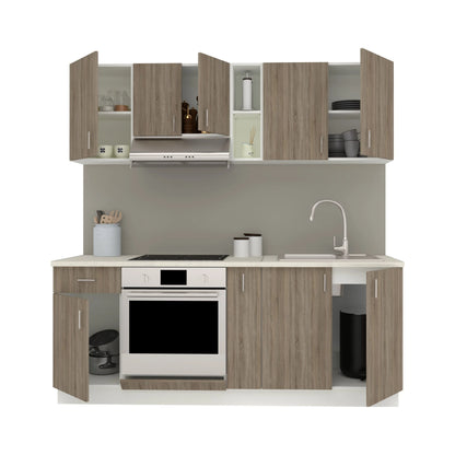 Set Bucatarie haaus Karo V11, Stejar Sonoma Inchis/Alb, Blat Thermo 28 mm, L 200 cm