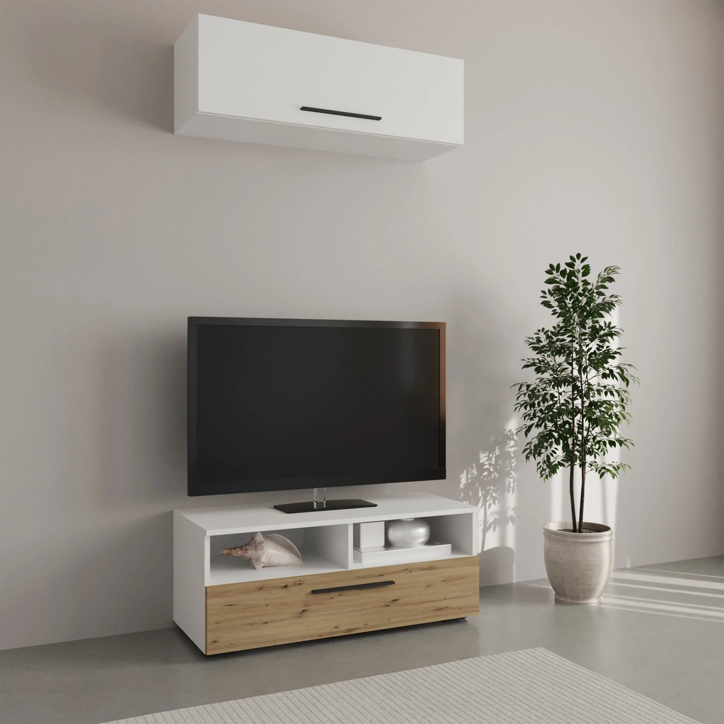 Living Kos haaus V11, Alb/Stejar Artisan, L 95 cm