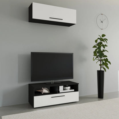 Living Kos haaus V11, Negru/Alb Lucios, MDF, L 95 cm