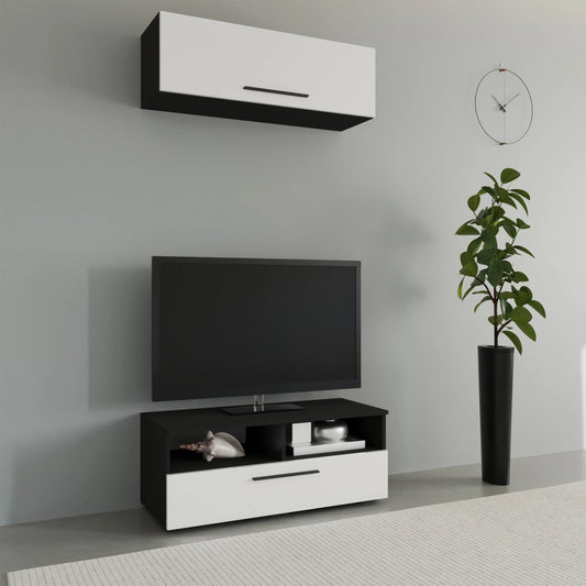 Living Kos haaus V11, Negru/Alb Lucios, MDF, L 95 cm