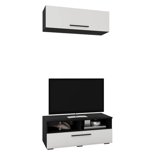 Living Kos haaus V11, Negru/Alb Lucios, MDF, L 95 cm