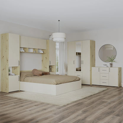 Set dormitor haaus Malmo V12, Pat 200 x 140 cm, Stejar Artisan/Argila