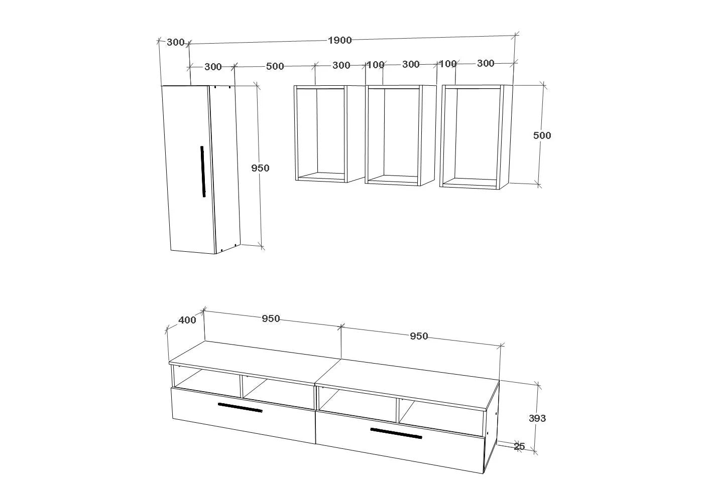 Living Kos haaus V12, Antracit/Stejar Artisan, L 190 cm