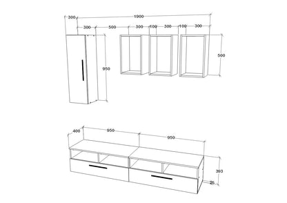 Living Kos haaus V12, Antracit/Stejar Artisan, L 190 cm