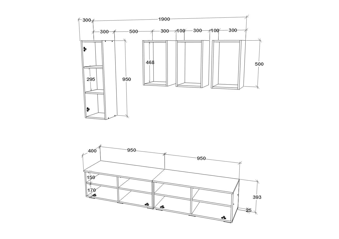 Living Kos haaus V12, Antracit/Stejar Artisan, L 190 cm