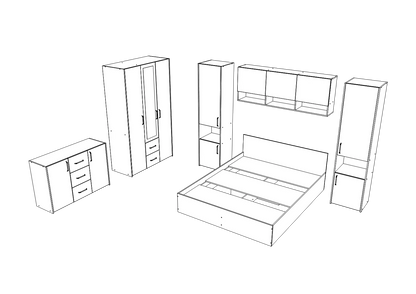 Set dormitor haaus Malmo V12, Pat 200 x 160 cm, Stejar Alb/Antracit
