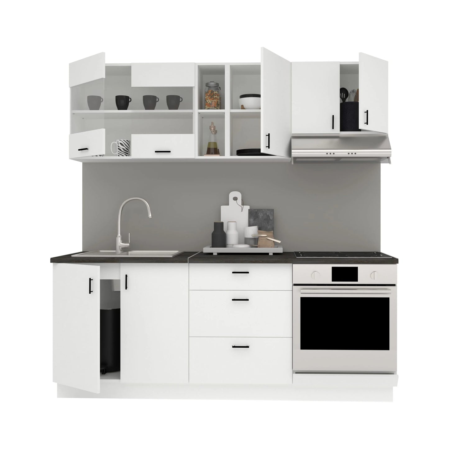 Set Bucatarie haaus Karo V12, Alb, Blat Thermo 28 mm, L 200 cm
