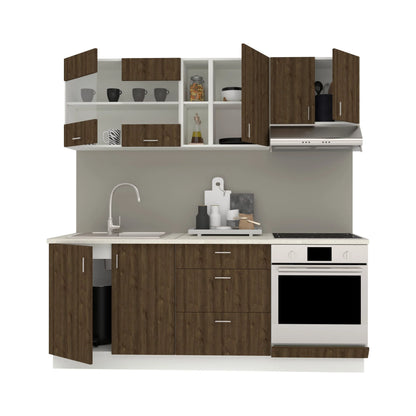 Set Bucatarie haaus Karo V12, Stejar Bronz/Alb, Blat Thermo 28 mm, L 200 cm
