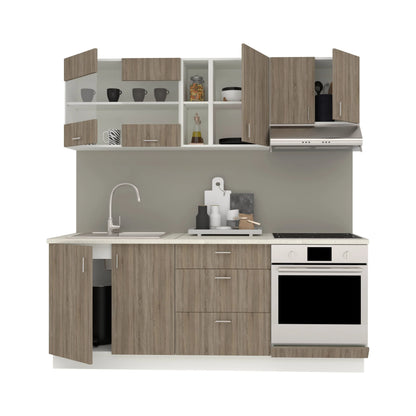 Set Bucatarie haaus Karo V12, Stejar Sonoma Inchis/Alb, Blat Thermo 28 mm, L 200 cm
