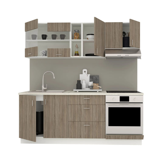 Set Bucatarie haaus Karo V12, Stejar Sonoma Inchis/Alb, Blat Thermo 28 mm, L 200 cm