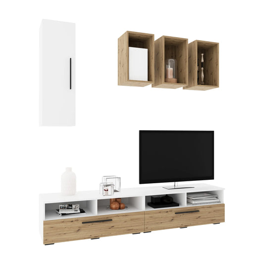 Living Kos haaus V12, Alb/Stejar Artisan, L 190 cm