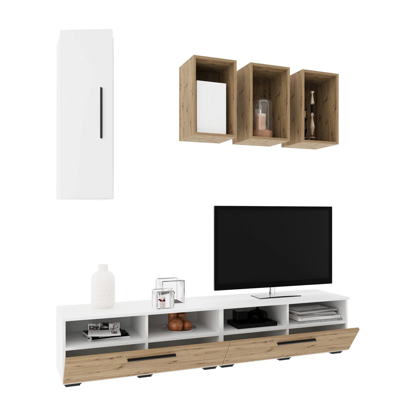 Living Kos haaus V12, Alb/Stejar Artisan, L 190 cm