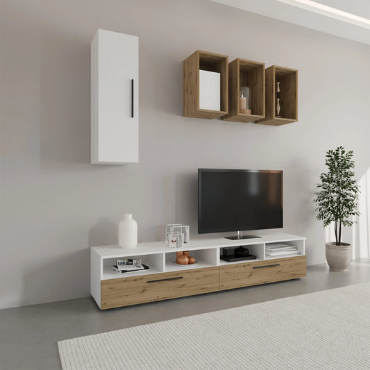 Living Kos haaus V12, Alb/Stejar Artisan, L 190 cm