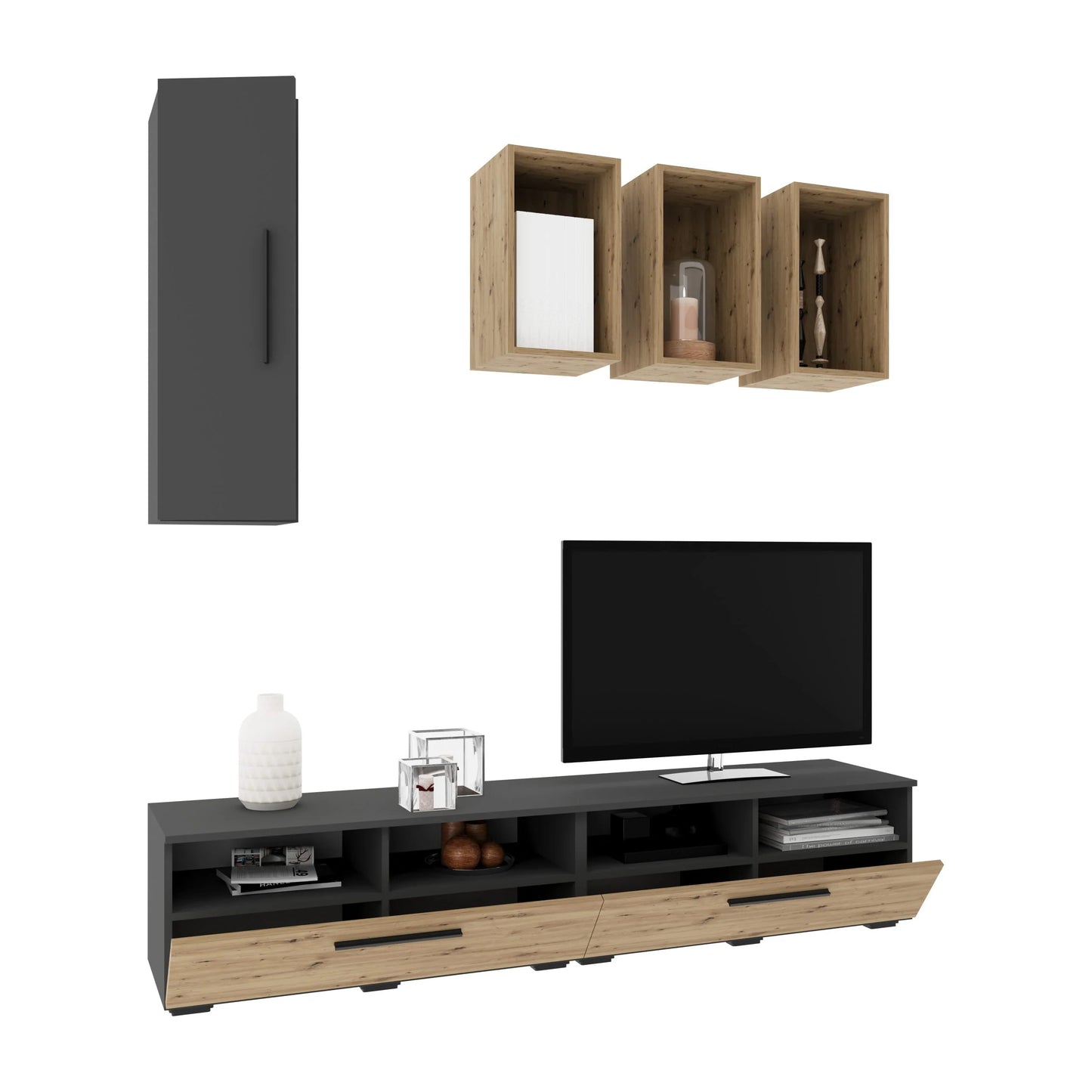 Living Kos haaus V12, Antracit/Stejar Artisan, L 190 cm
