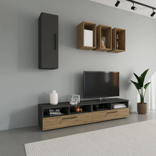 Living Kos haaus V12, Antracit/Stejar Artisan, L 190 cm