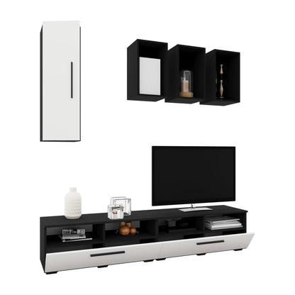 Living Kos haaus V12, Negru/Alb Lucios, MDF, L 190 cm