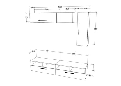 Living Kos haaus V13, Alb/Stejar Artisan, L 190 cm