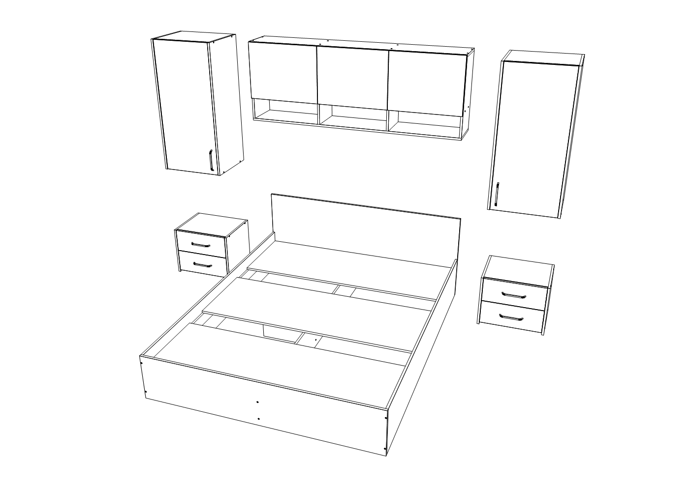 Set dormitor haaus Malmo V13, Pat 200 x 160 cm, Stejar Artisan/Argila
