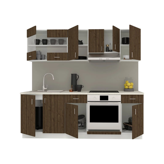 Set Bucatarie haaus Karo V13, Stejar Bronz/Alb, Blat Thermo 28 mm, L 220 cm