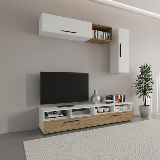Living Kos haaus V13, Alb/Stejar Artisan, L 190 cm