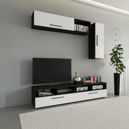 Living Kos haaus V13, Negru/Alb Lucios, MDF, L 190 cm