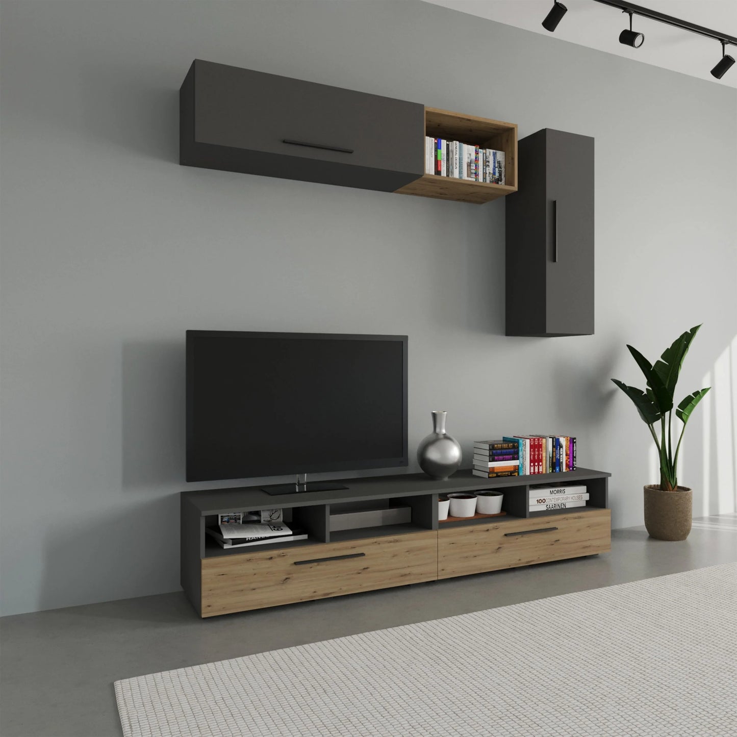Living Kos haaus V13, Antracit/Stejar Artisan, L 190 cm