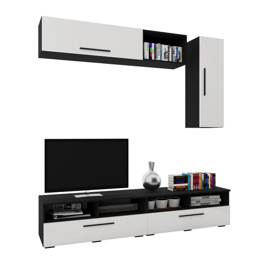Living Kos haaus V13, Negru/Alb Lucios, MDF, L 190 cm