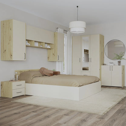 Set dormitor haaus Malmo V14, Pat 200 x 160 cm, Stejar Artisan/Argila