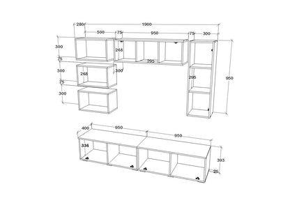Living Kos haaus V14, Antracit/Stejar Artisan, L 190 cm