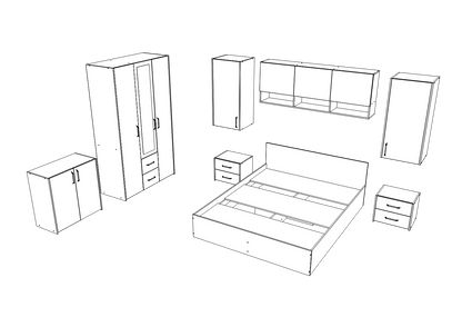 Set dormitor haaus Malmo V14, Pat 200 x 160 cm, Stejar Artisan/Argila