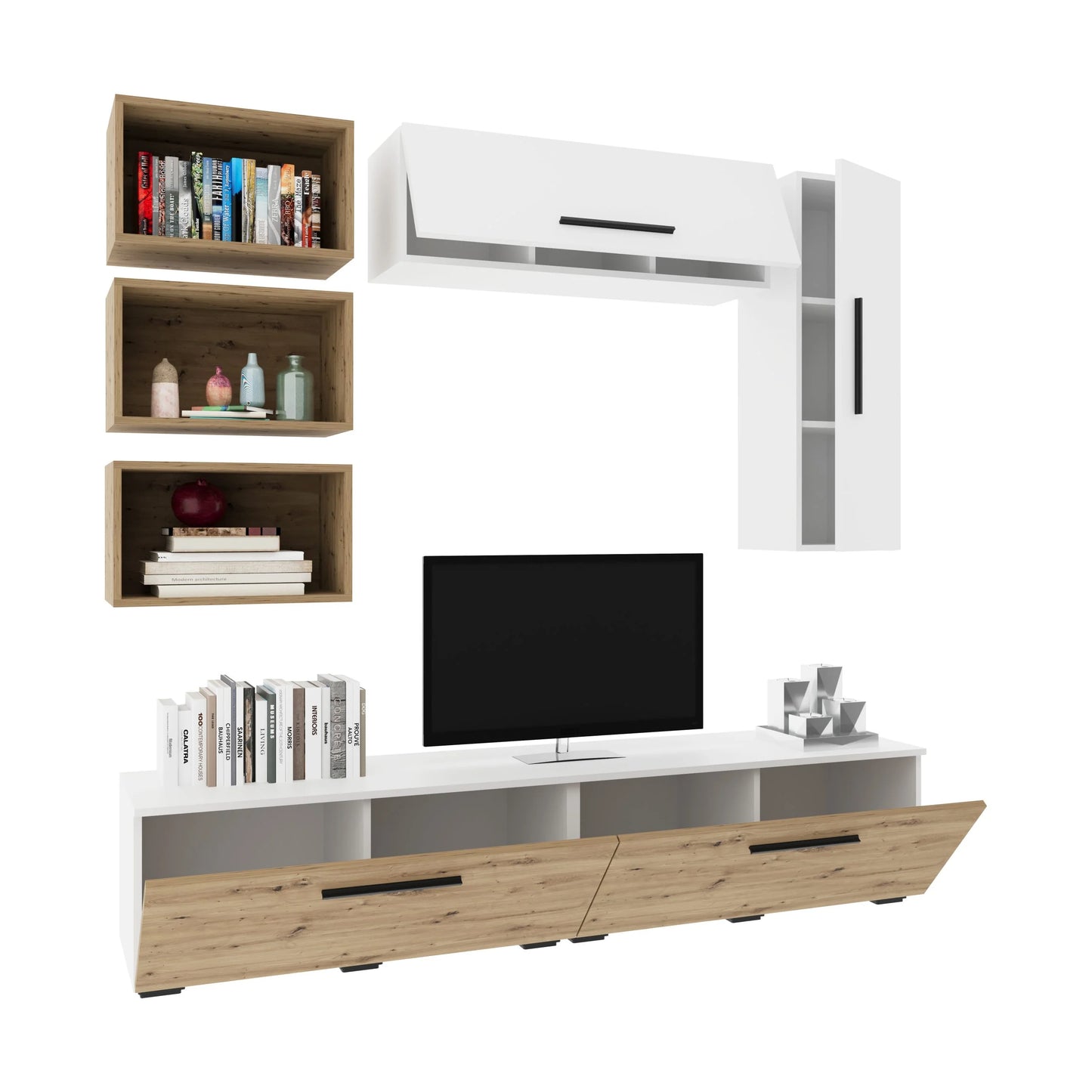Living Kos haaus V14, Alb/Stejar Artisan, L 190 cm