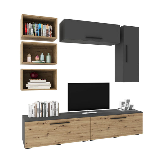 Living Kos haaus V14, Antracit/Stejar Artisan, L 190 cm