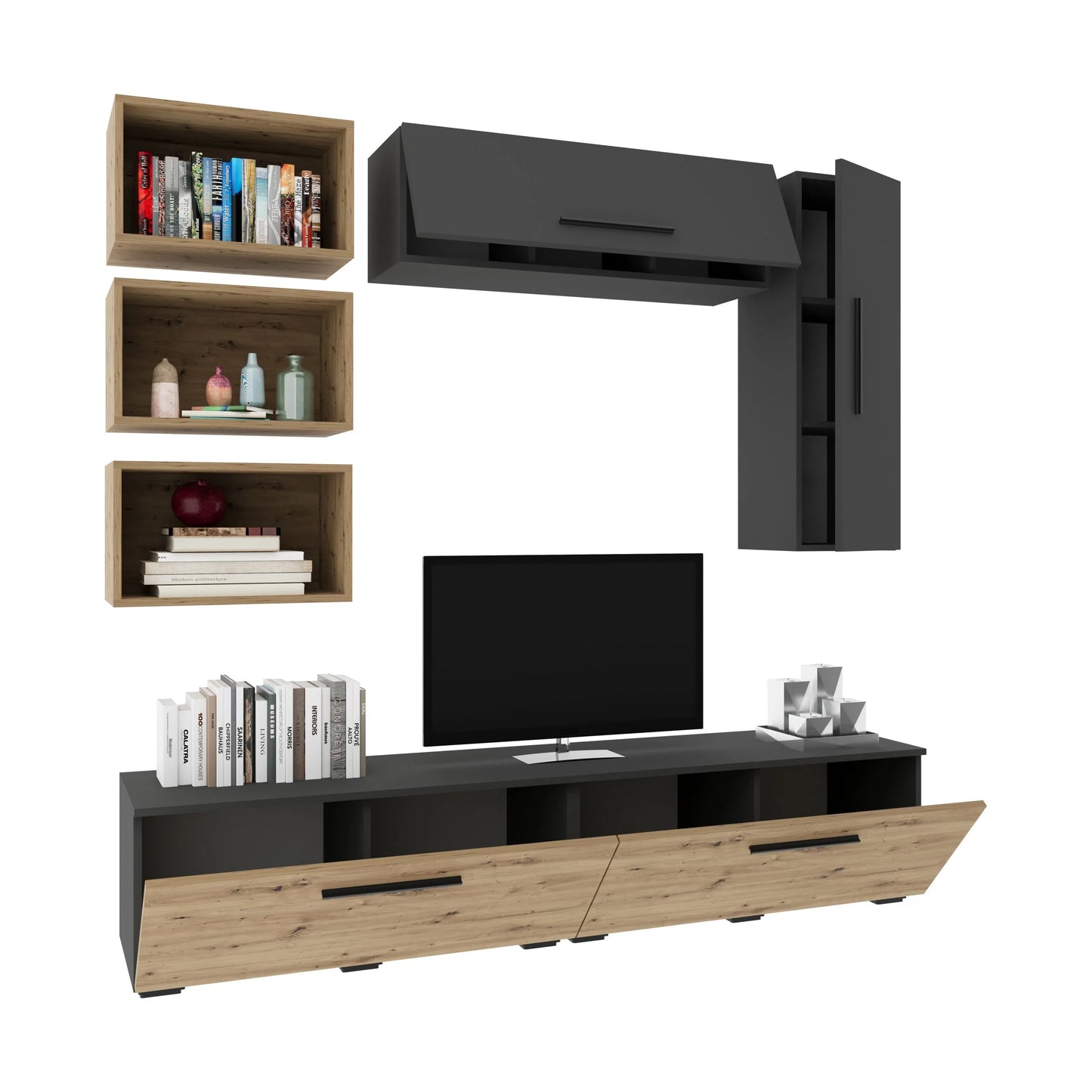 Living Kos haaus V14, Antracit/Stejar Artisan, L 190 cm
