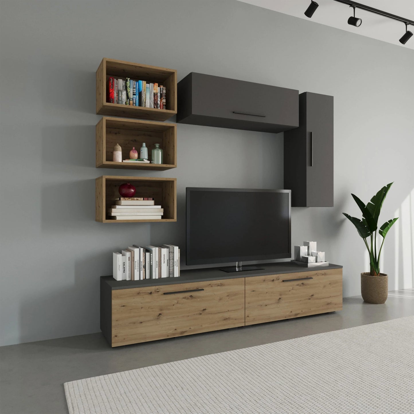 Living Kos haaus V14, Antracit/Stejar Artisan, L 190 cm