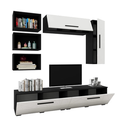 Living Kos haaus V14, Negru/Alb Lucios, MDF, L 190 cm