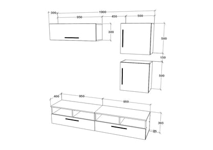 Living Kos haaus V15, Antracit/Stejar Artisan, L 190 cm