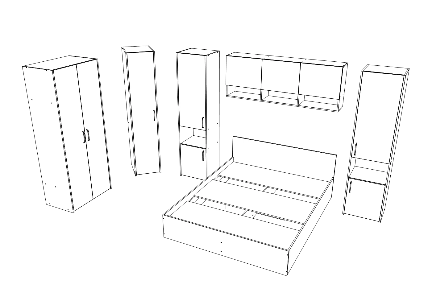 Set dormitor haaus Malmo V15, Pat 200 x 140 cm, Stejar Artisan/Argila