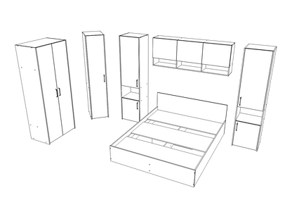 Set dormitor haaus Malmo V15, Pat 200 x 160 cm, Stejar Artisan/Argila