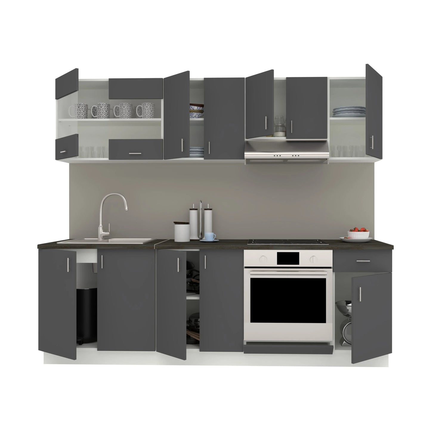 Set Bucatarie haaus Karo V15, Antracit/Alb, Blat Thermo 28 mm, L 240 cm
