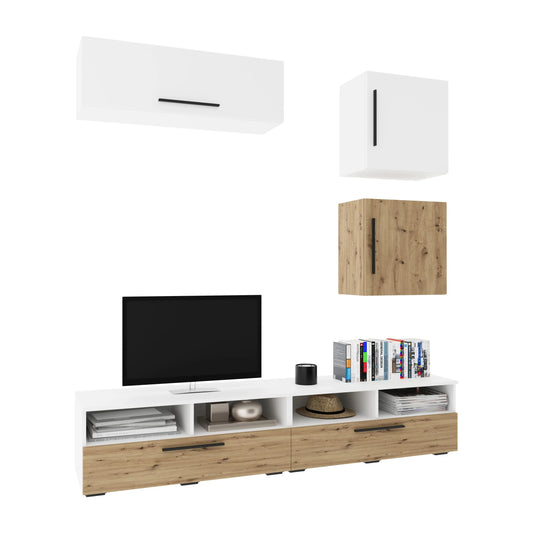 Living Kos haaus V15, Alb/Stejar Artisan, L 190 cm