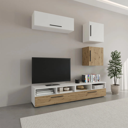 Living Kos haaus V15, Alb/Stejar Artisan, L 190 cm