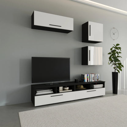 Living Kos haaus V15, Negru/Alb Lucios, MDF, L 190 cm