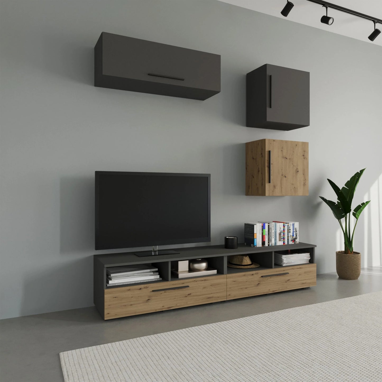 Living Kos haaus V15, Antracit/Stejar Artisan, L 190 cm