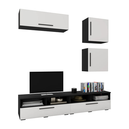 Living Kos haaus V15, Negru/Alb Lucios, MDF, L 190 cm