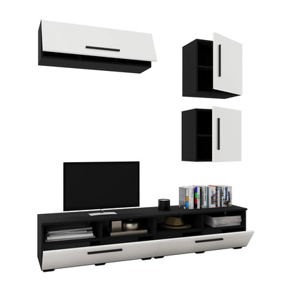 Living Kos haaus V15, Negru/Alb Lucios, MDF, L 190 cm