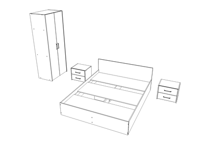 Set dormitor haaus Malmo V16, Pat 200 x 160 cm, Stejar Artisan/Argila