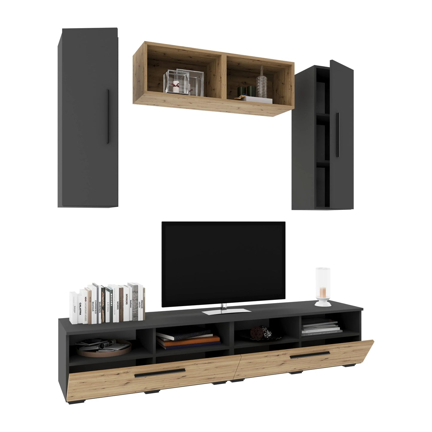 Living Kos haaus V16, Antracit/Stejar Artisan, L 190 cm
