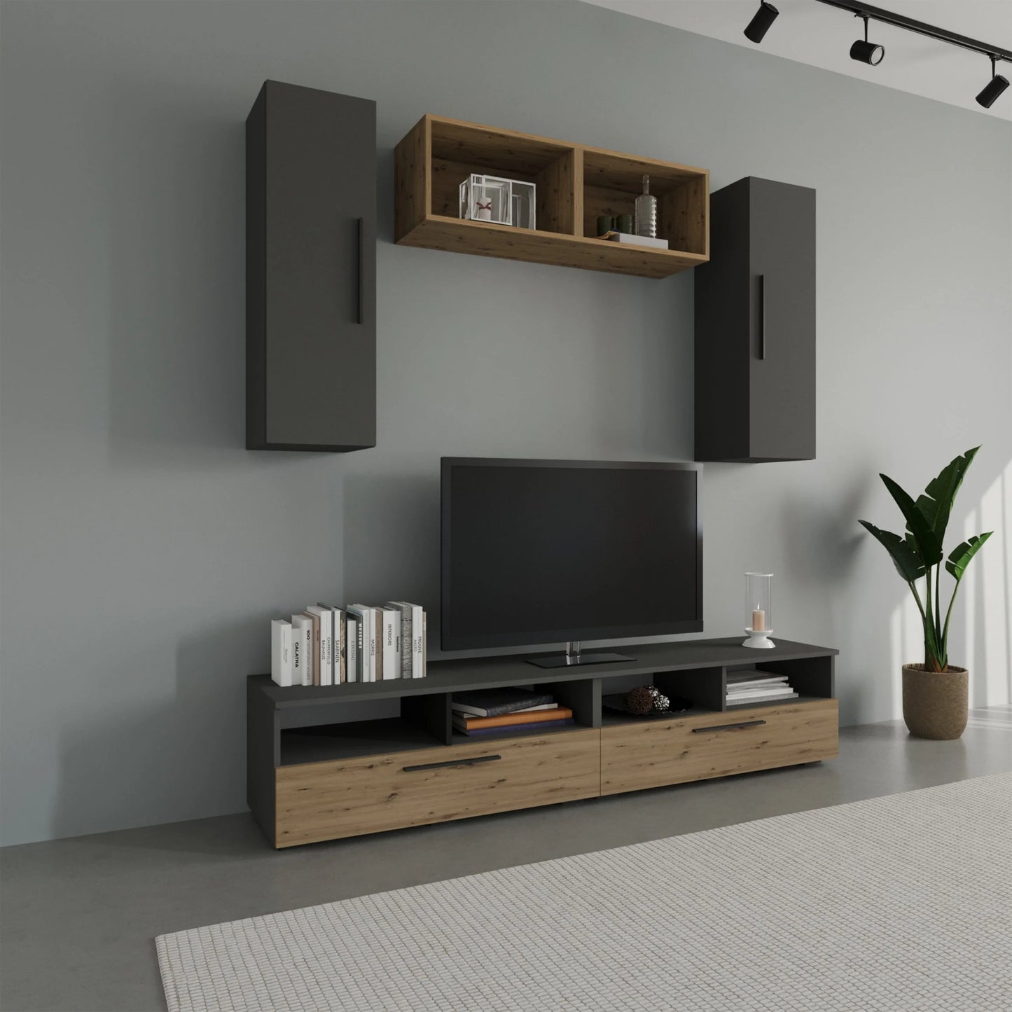Living Kos haaus V16, Antracit/Stejar Artisan, L 190 cm