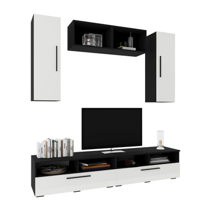 Living Kos haaus V16, Negru/Alb Lucios, MDF, L 190 cm